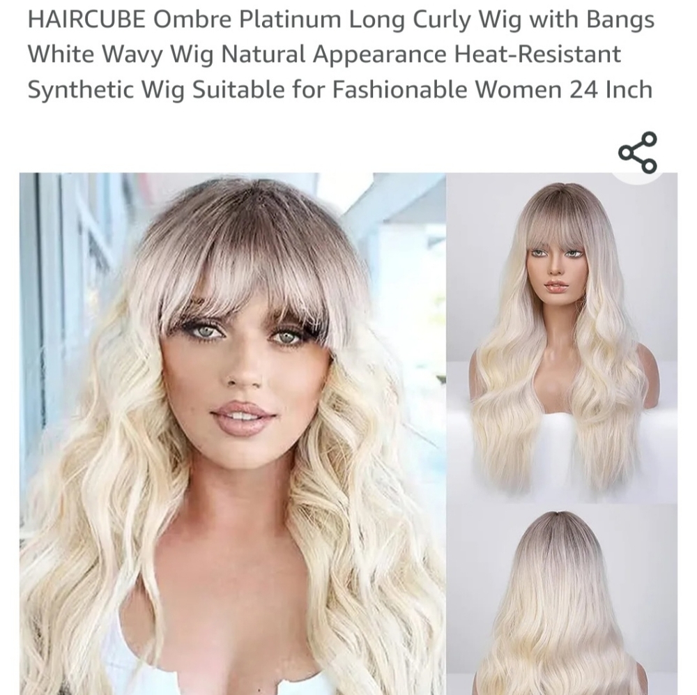 Haircube Ombre Platinum 24" long blonde wig